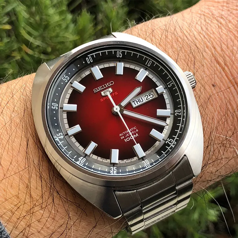 Seiko 5 Sports Turtle Automatic Red Dial Men’s Watch- SRPB17k1